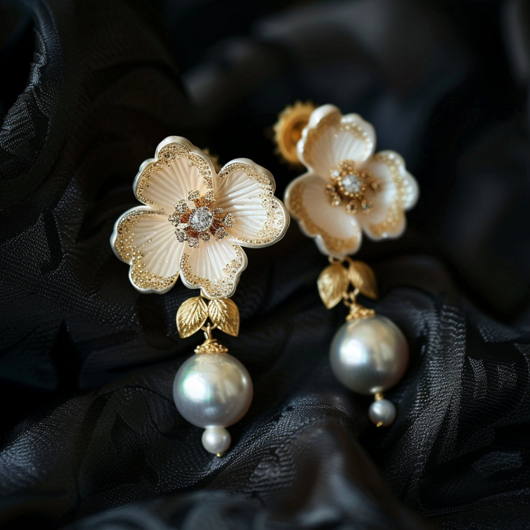 Bright Flower Pearl Earrings
