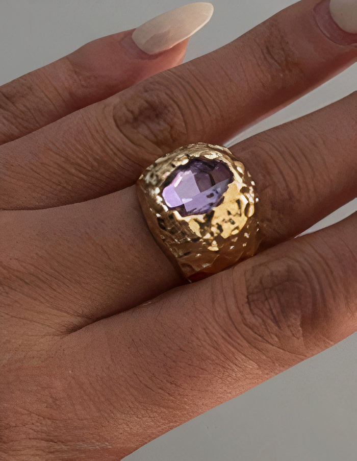 Vintage Triple Purple Crystal Ring