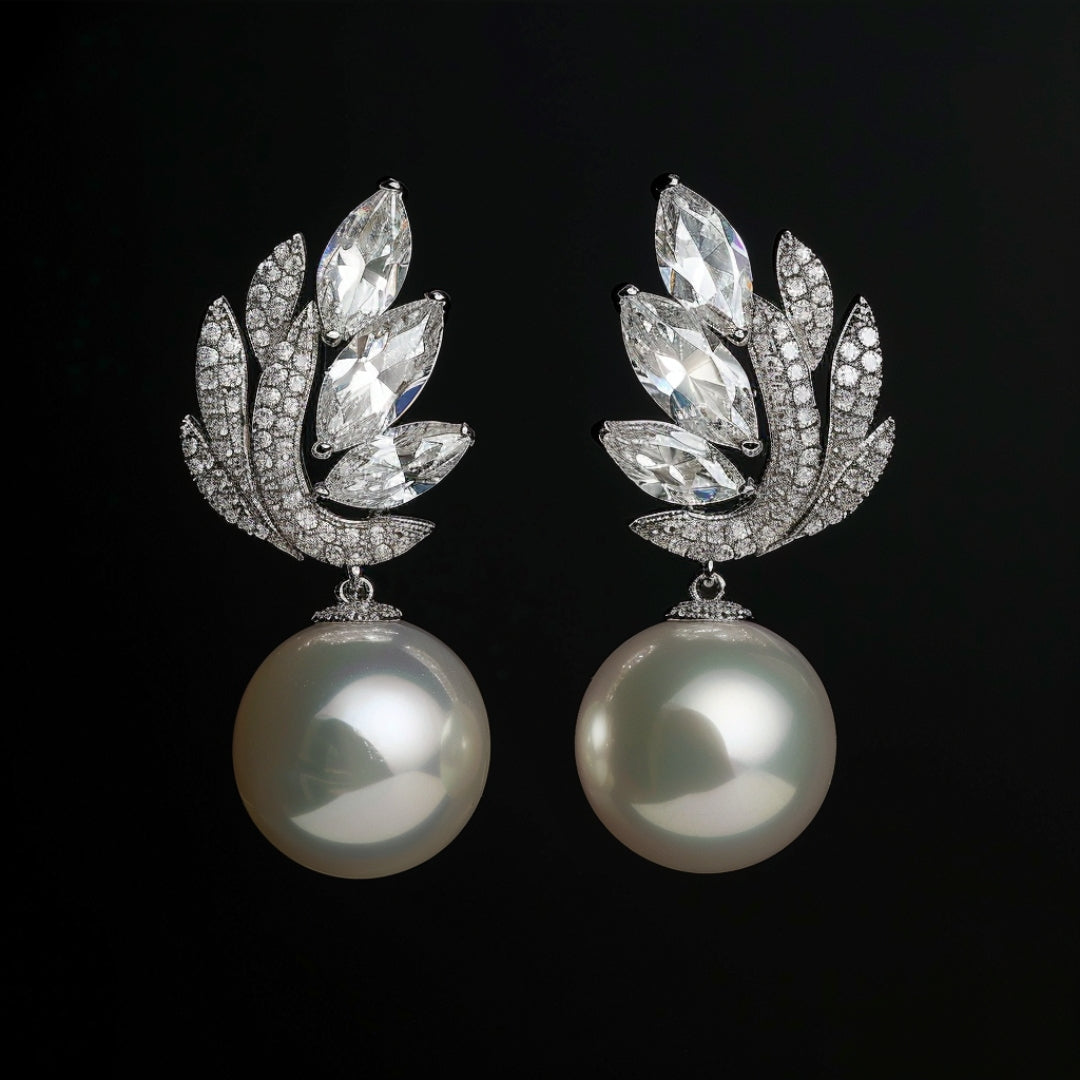 Bright Zirconia Pearl Earrings