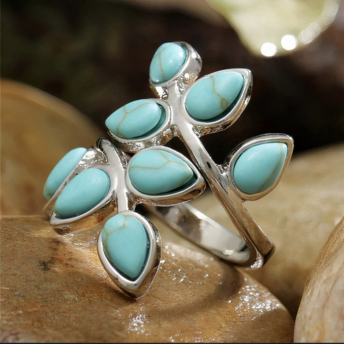 Vintage Turquoise Leaf Ring