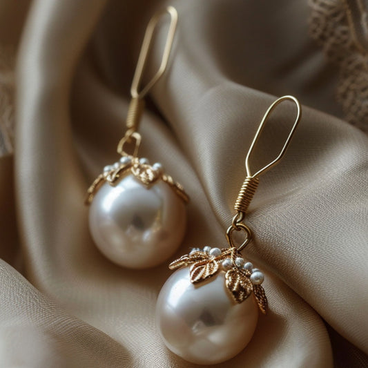 Dangling Pearl Gold Earrings