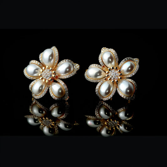 Bright Pearl Flower Earrings