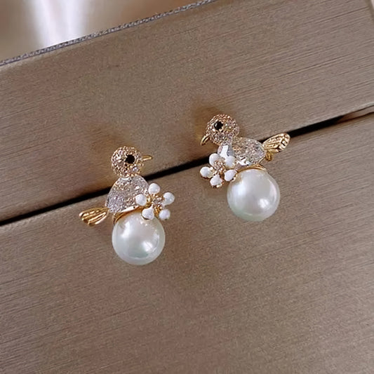 Bird Pearl Earrings
