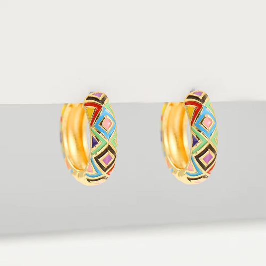 Vintage Colorful Hoop Earrings