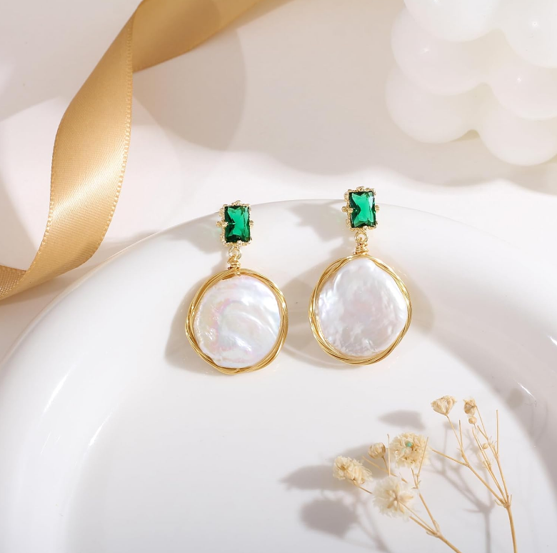 Vintage Red Glass Barroque Pearl Earrings