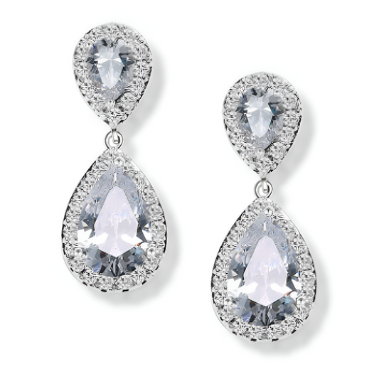 Teardrop Zirconia Statement Earrings