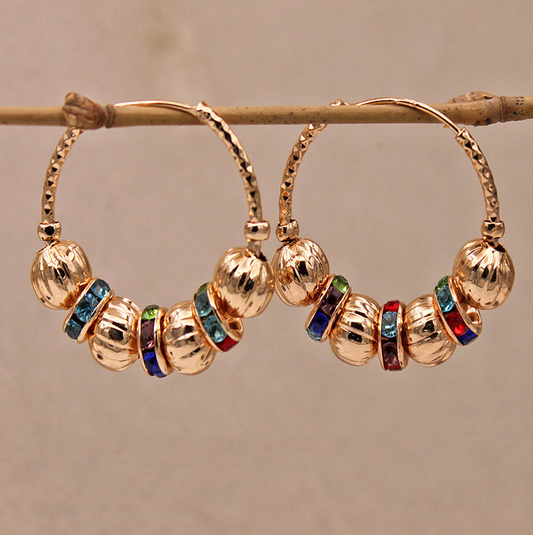 Vintage Multicolor Crystal Golden Earrings