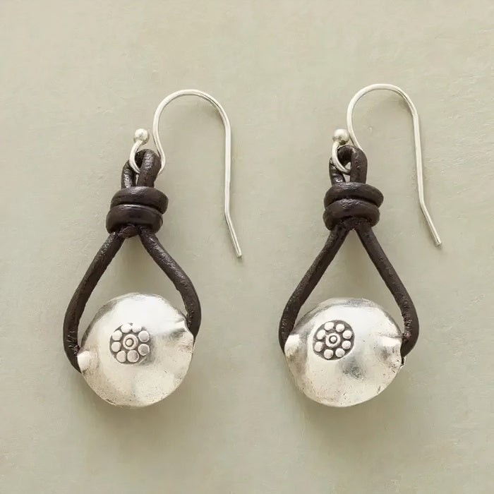Vintage Pearl Drop Leather Earrings