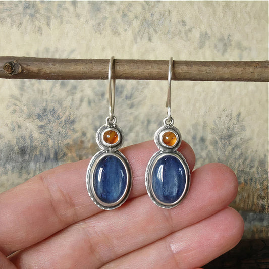 Vintage Red and Blue Stone Earrings